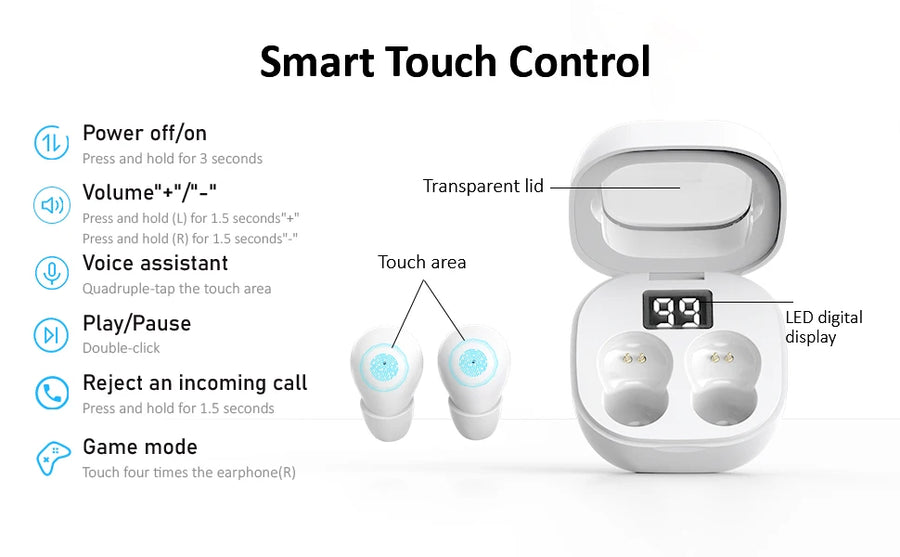 Wireless Bluetooth Headset Mini Ultra Small Sleep New Invisible Earbuds High Sound Quality Headphones Noise Reduction Earphones UpTrend Deals