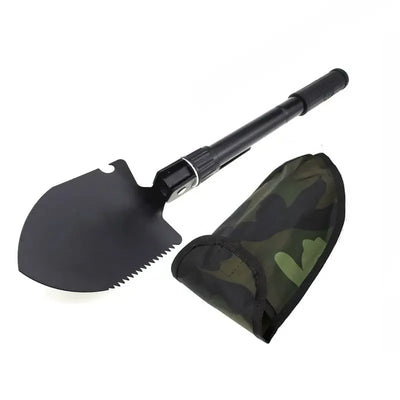 6-in-1 folding survival shovel front view