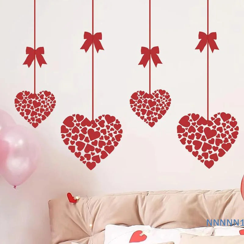 Valentine's Day Heart Stickers, Decorative Glass Window Decals