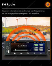 NaviFly 6.86" Touch Screen 1 Din Car Stereo Multimedia Player Wireless CarPlay Android Auto Universal 1DIN MP5 Player FM Radio