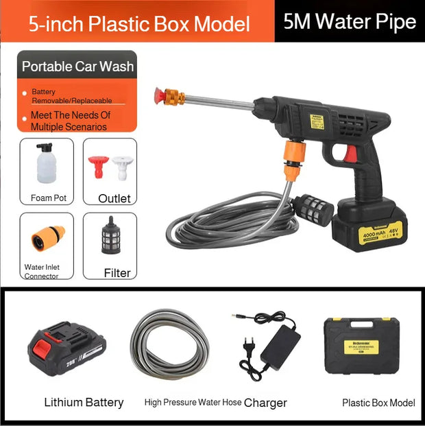 GMY【Cordless Handheld Water Gun】Lithium Battery Rechargeable High-Pressure Washer - Portable Car Wash Sprayer for Home
