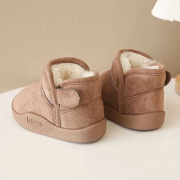 Winter Snow Boots For Children PU Leather Waterproof Kid's Plush Boots Thick Warm Cotton Shoes For Kids Boy's Girl's Warm Boots