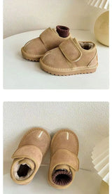 Kids Winter Snow Boots, Warm Plush Faux Suede, Anti-Slip