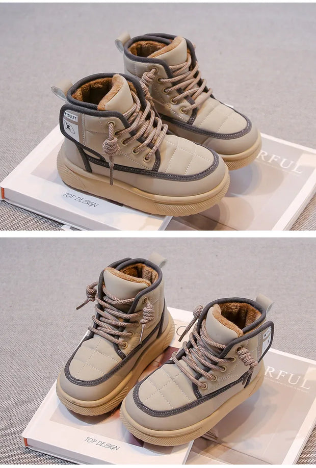 Winter Children Snow Boots 2025 New Kids Ankle Boots Toddler Girls Fashion Non-slip Plush Fur Warm Boys Cold-proof Short Boots