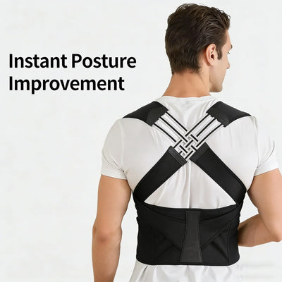 Posture Corrector for Men and Women – Adjustable Back Brace with Cross Straps, Upper & Lower Back