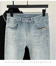 Jeans Men's Trendy Brand Light-colored Fashion Youth Casual Pants Cowboy Simple Ruffian Handsome Slim-fitting Skinny Jeans Men