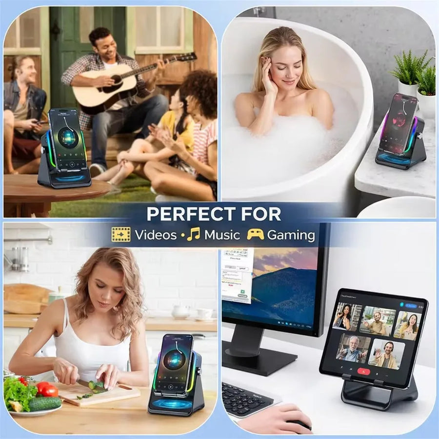 Magnetic Induction Bluetooth Speaker Phone Stand – Portable Wireless with Holder