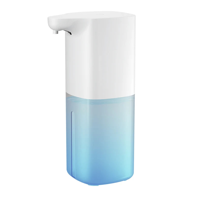 White and blue gradient soap dispenser on a white background