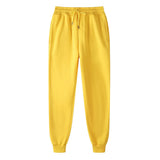 Mens fleece lined jogger sweatpants – yellow sweatpants on white background