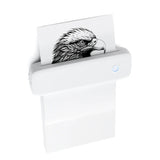 White portable Bluetooth thermal label printer with eagle print — compact wireless inkless label maker for mobile printing