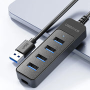High Speed USB Hub 4 Ports USB 3.0 with Cable Type C Splitter Use Power Adapter Multiple Socket For PC Laptops Notebook Computer