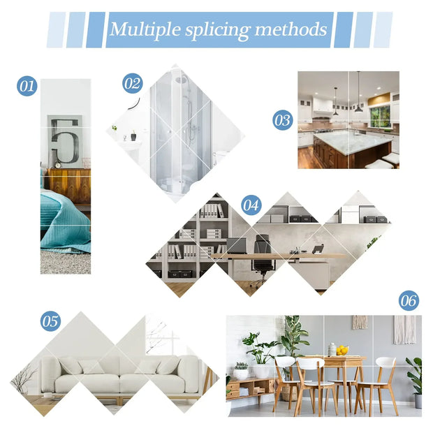 3D Acrylic Mirror Wall Sticker Set
