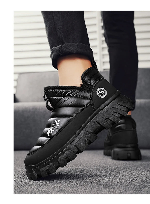 Winter Snow Boots, Men's Insulated Warm Cotton Boots, Anti-slip and Wear-resistant Hiking Shoes, Casual Outdoor Boots