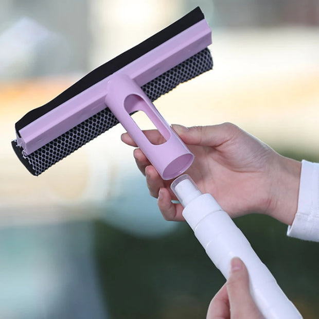 3 in 1 Spray Scrape Wipe Window Squeegee Glass Cleaner Window Wiper Scraper Cleaning Shower Squeegee for Household Cleaning Tool