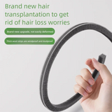 Hand holding a brush door sealing strip with promotional text on a light gray background