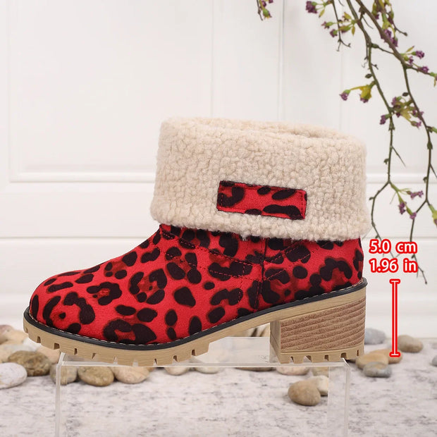 Winter Snow Boots for Women Warm Comfortable Women's Boots Mid-length Thick-heeled High-heeled Women's Cotton Shoes Botas Mujer