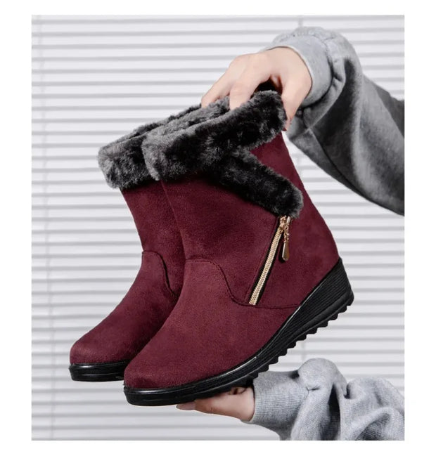 Winter Women Boots Fashion High-top Cotton Shoe Non Slip Wedges Platform Booties Mid-calf Snow Boots Warm Winter Boots for Women