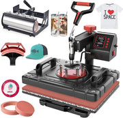 5 in 1 Heat Press Machine Sublimation Heat Press 360° Swing Away Heat Transfer Digital T-Shirt Pressing Multifunction Combo