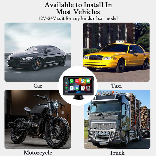 Car Radio Wireless CarPlay Android Auto Multimedia Video Player 7inch Portable Touch Screen With USB AUX For Rear View Camera