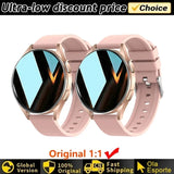 Two rose gold Women's Smart Watch 6 smartwatches with promotional banner above