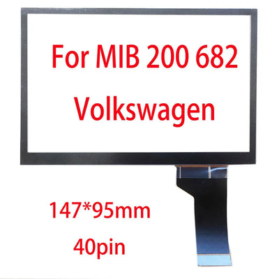 Volkswagen MIB 200 682 screen replacement part with dimensions and pin count on a white background