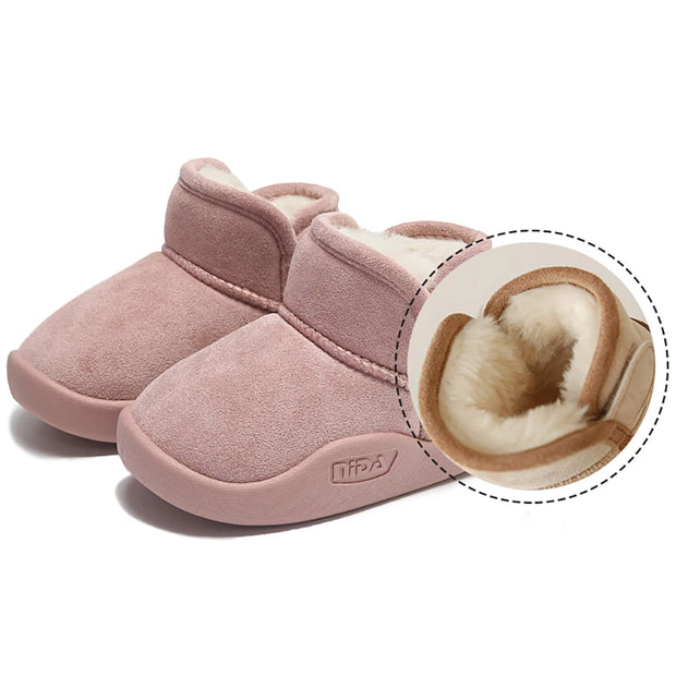 Winter Snow Boots For Children PU Leather Waterproof Kid's Plush Boots Thick Warm Cotton Shoes For Kids Boy's Girl's Warm Boots