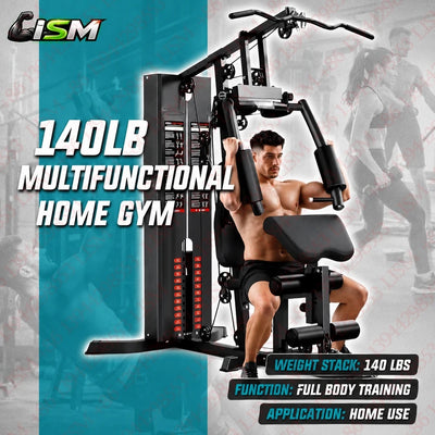 Multifunctional Home Gym with 140LB Weight Stack – Pulley System for Full-Body Training