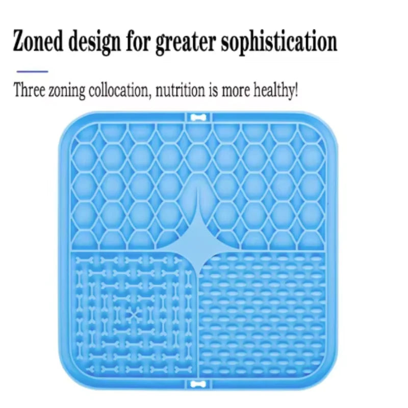 Blue silicone mat with zoned design on a white background