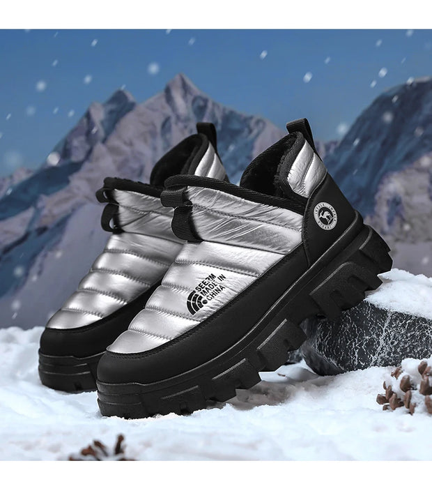 Winter Snow Boots, Men's Insulated Warm Cotton Boots, Anti-slip and Wear-resistant Hiking Shoes, Casual Outdoor Boots