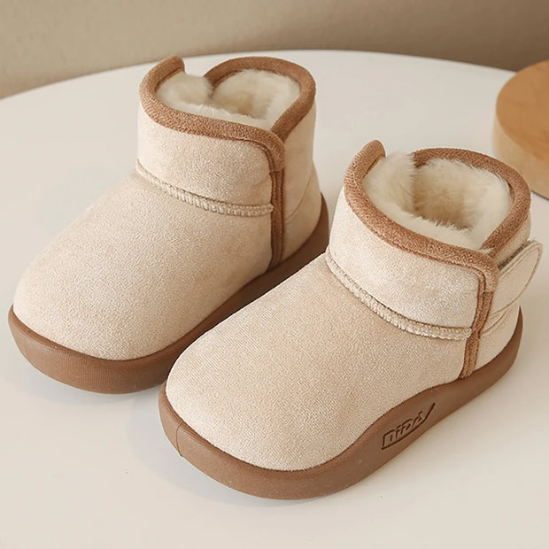 Winter Snow Boots For Children PU Leather Waterproof Kid's Plush Boots Thick Warm Cotton Shoes For Kids Boy's Girl's Warm Boots