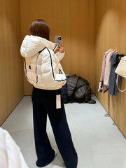 White Winter Jacket for Women Fashion Long Sleeve Hooded Bread Cotton Clothes Female Leisure Thick Warm Padded Coat Women