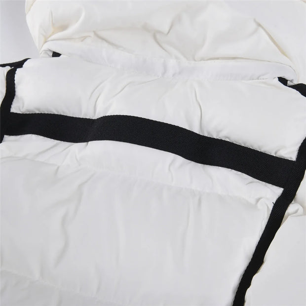 White Winter Jacket for Women Fashion Long Sleeve Hooded Bread Cotton Clothes Female Leisure Thick Warm Padded Coat Women