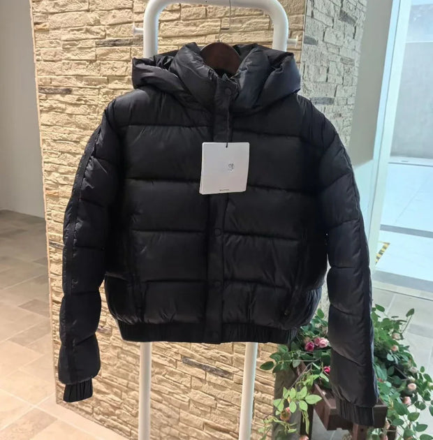 White Winter Jacket for Women Fashion Long Sleeve Hooded Bread Cotton Clothes Female Leisure Thick Warm Padded Coat Women