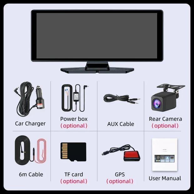 10.26'' Universal Portable Carplay Car Screen Wireless Carplay Screen Wireless Car Stereo Carplay Android Auto Car Touchscreen