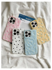 Love Polka Dot Folds Texture Phone Cases For IPhone 15 16 Pro Max Case 13 14 Pro Soft Silicone Shockproof Fashionable Cover Case
