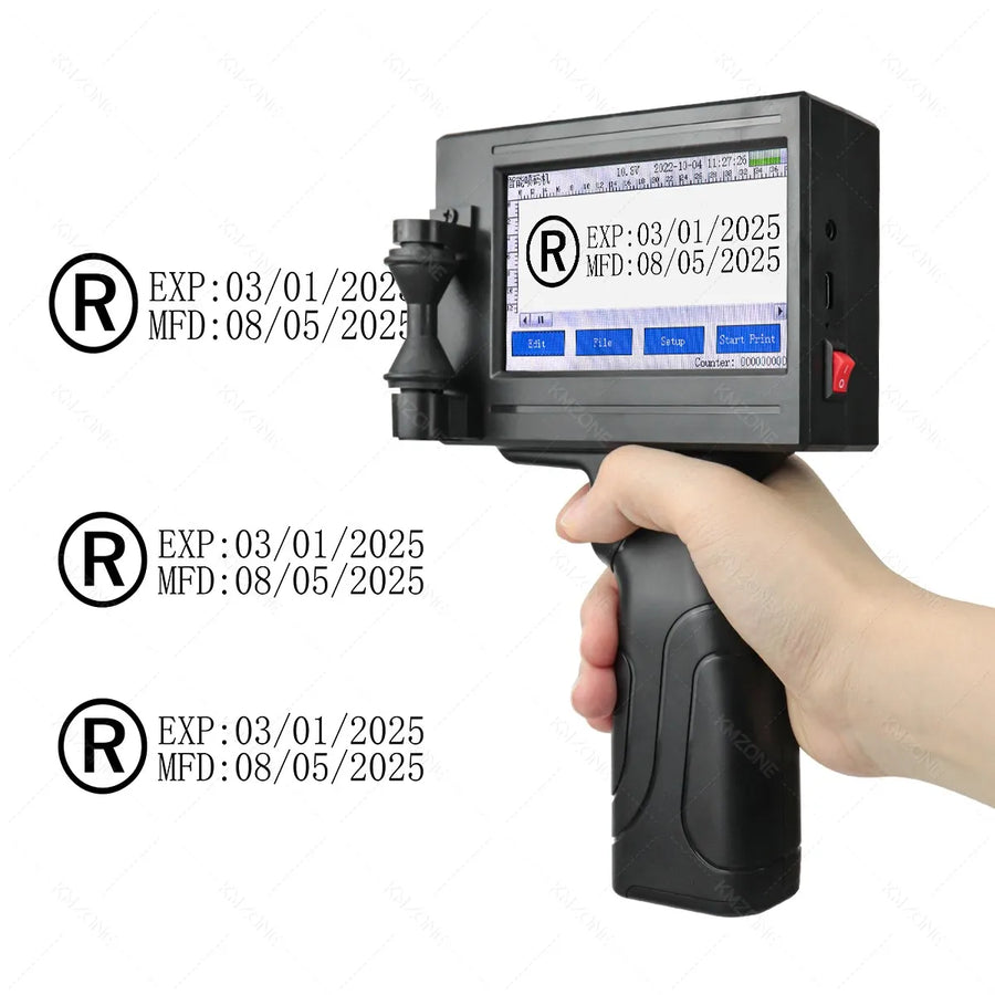 Portable handheld inkjet printer detail view