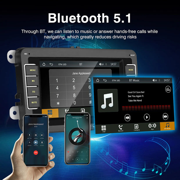 7 inch Car Stereo Radio Android 14 Carplay For VW Volkswagen