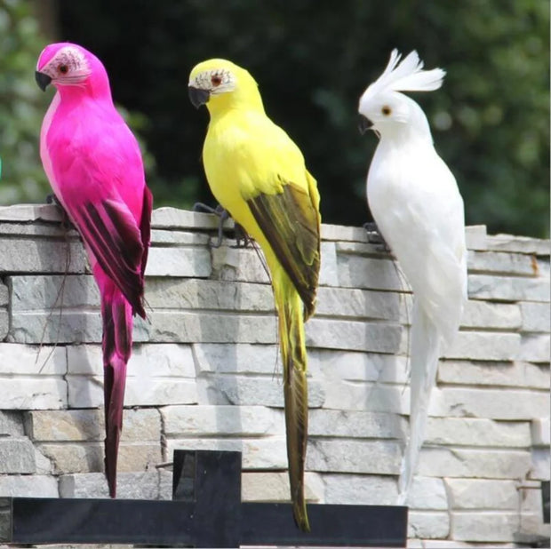 Handmade Feather Parrot Garden Ornament