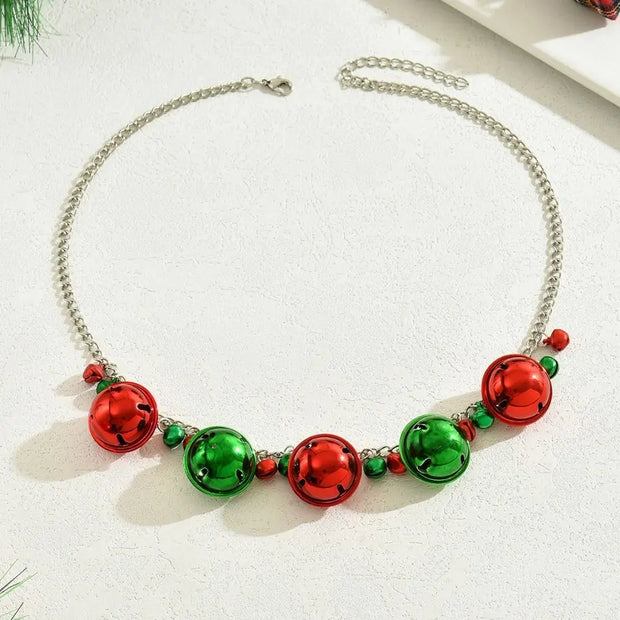 Sweet Necklace Christmas Bell Jewelry Set Earrings Jewelry Accessories Xmas Clavicle Chain Alloy Bracelet Gift
