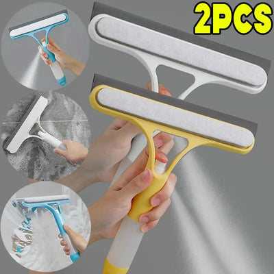 3 in 1 Window Cleaning Squeegee Multi Function Glass Mirror Wiper with Spray Bottle Microfiber Scrub Household Car Cleaner Tools