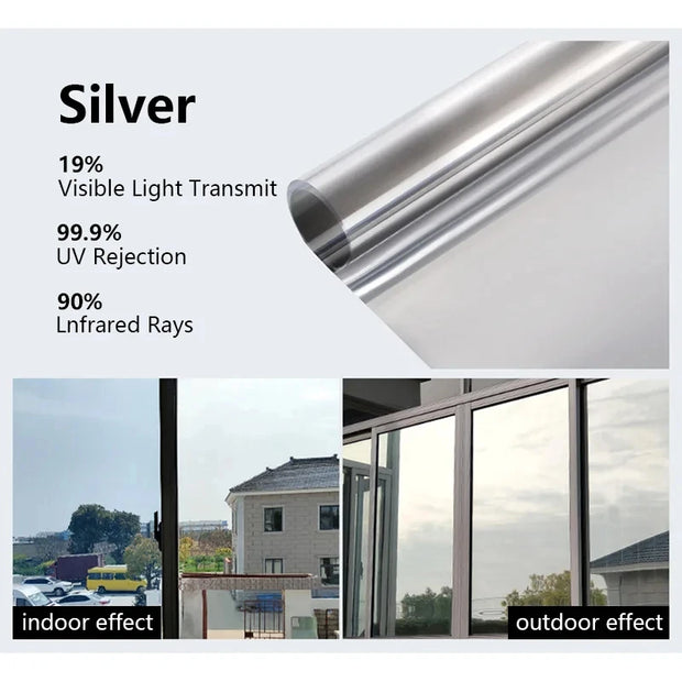 House Window Tint Privacy Film Anti Look Vinyl Mirror Foil Non Adhesive Car Glass Screen Stickers Rolls Heat UV Protection Tools