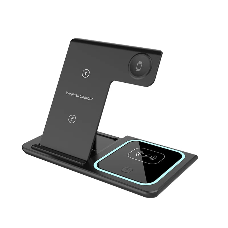 3-in-1 Wireless Charging Station – Travel Pad for iPhone 12-17, iWatch & AirPods, 15W