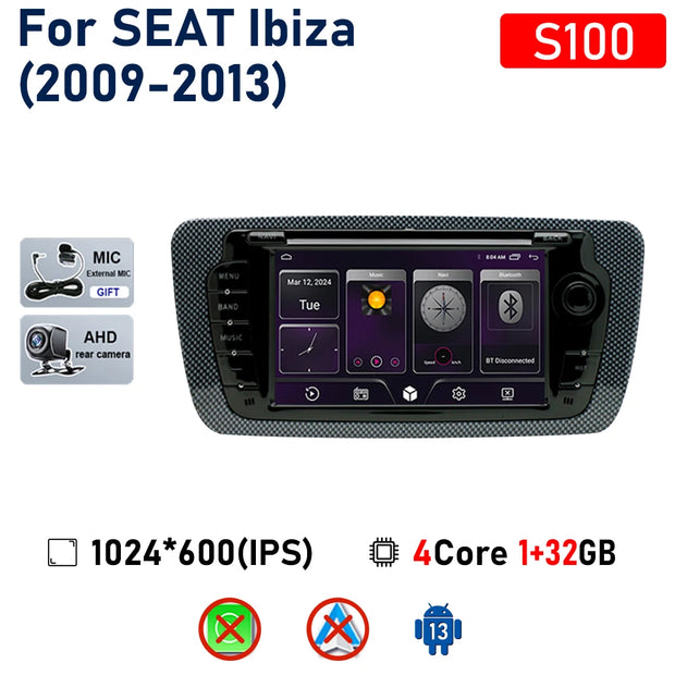 7" Touchscreen Car Stereo Head Unit For Seat Ibiza 6j 2009 - 2013 Multimedia Player GPS Navigation Carplay Android Auto Radio