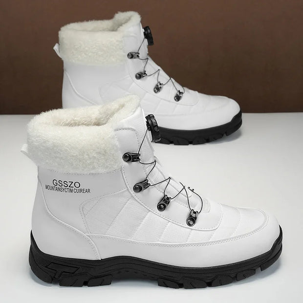 Winter Men Boots Outdoor Men Snow Boots High Top Cotton Boots with Fur Waterproof Non-slip Ankle Boots Lightweight Work Boots
