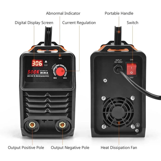Portable MMA 300 220V Welding Machine Current Adjustable Compact Electric Welding Equipment Manual Metal ARC Welder