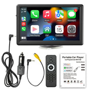 7-inch wireless car stereo with touchscreen display, remote, cables, and user manual for enhanced in-car entertainment.