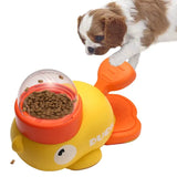 Puppy playing with indestructible yellow duck chew toy for aggressive chewers