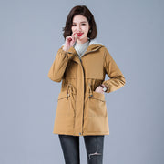 Winter Jacket Cotton Warm Puffer Coat Women Casual Parkas With Lining Plush hooded trench Outwear Women's Clothes