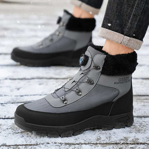 Winter Men Boots Outdoor Men Snow Boots High Top Cotton Boots with Fur Waterproof Non-slip Ankle Boots Lightweight Work Boots