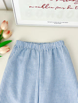 Girls 2-Piece Outfit Set – Bow Long-Sleeve Top + Striped Wide-Leg Pants